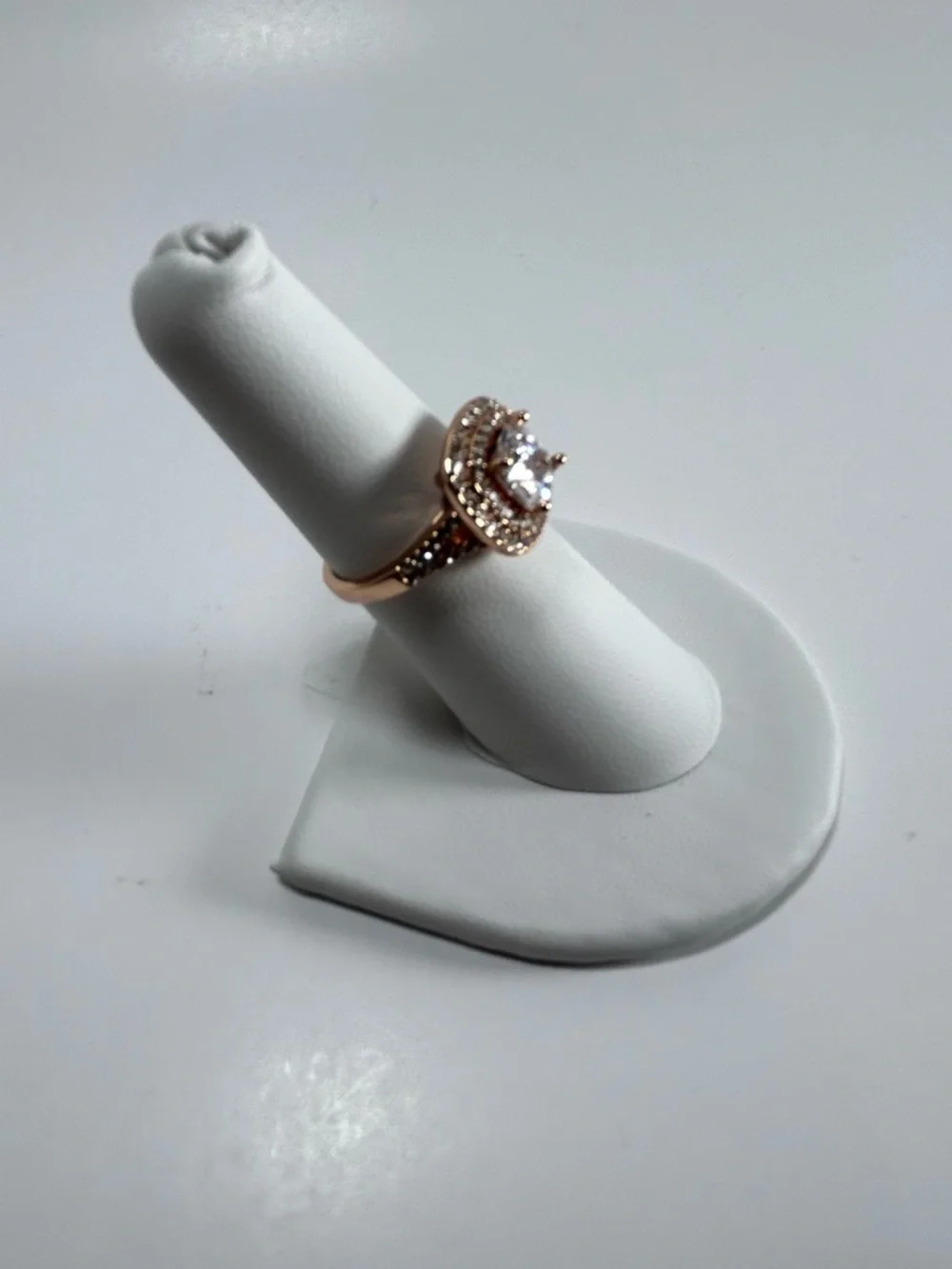 Rose Gold Halo Ring with Center Stone Size 7